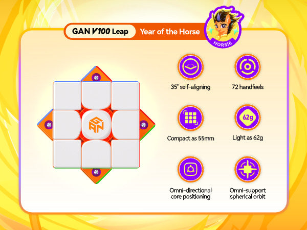 GAN V100 Leap Magnetic Speed Cube - 2026 Year of the Horse "Horsie" Edition