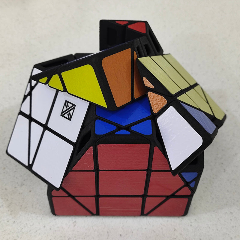 x² Cubo de pirita - Piritoedro de giro frontal al cubo (impreso en 3D de resina SLA)