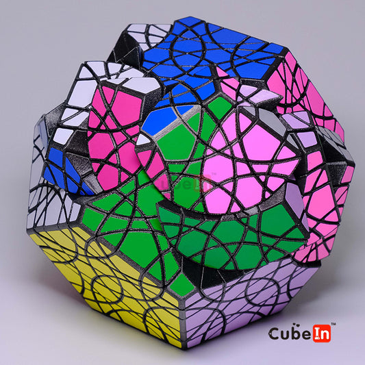 Scrambled Kairis Cycloneminx showing complex 3D printed geometry