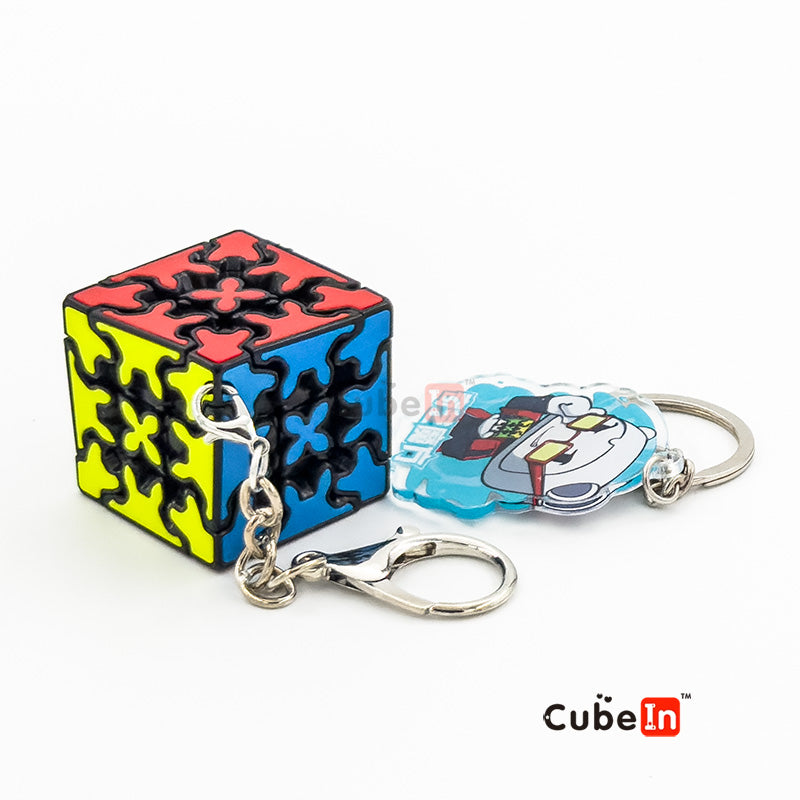 Qiyi Gear 3x3 Keychain Mini Cube - Raphael Mouflin Design Speedcube