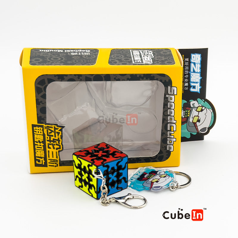 Qiyi Gear 3x3 Keychain Mini Cube - Raphael Mouflin Design Speedcube