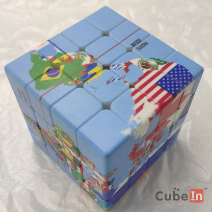 UV Printed 3x3 4x4 Earth Map Flag Cube Road