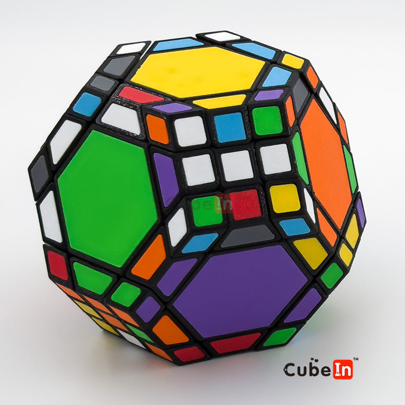 Scrambled Tetradecaminx showing complex geometry and multi-color tiles
