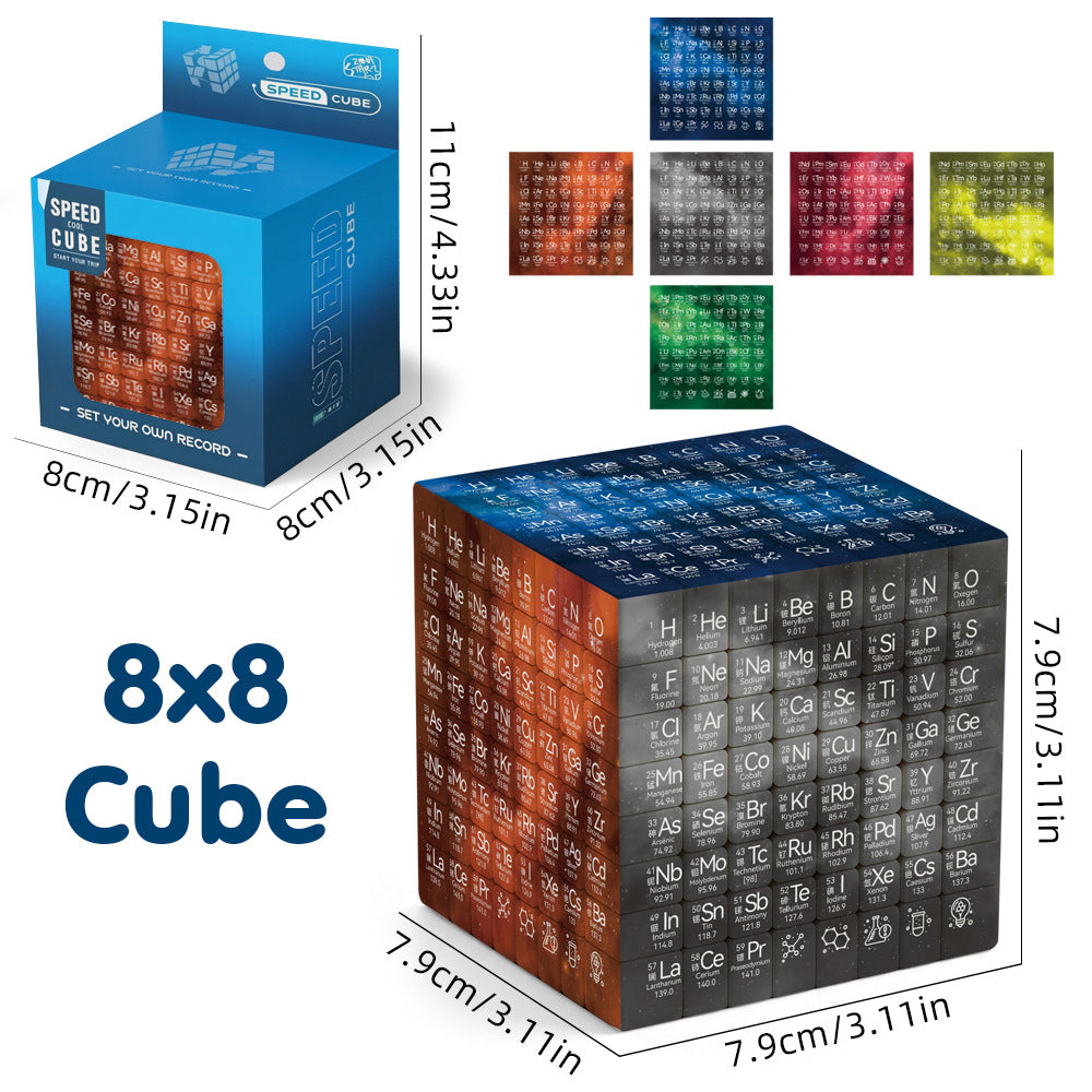 Ziina Periodic Table 8x8 4x4 3x3 Speed Puzzle Cube